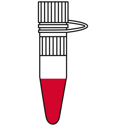 6/10  red filled eppendorf tube with conical bottom and snap cap open - Flat Icon PNG