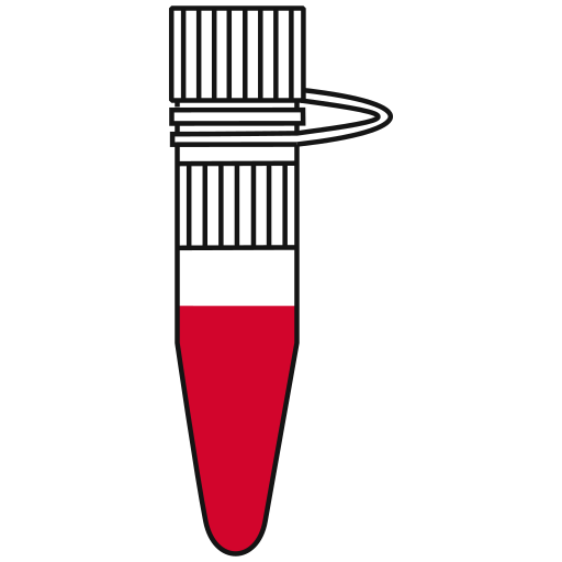 8/10  red filled eppendorf tube with conical bottom and snap cap open - Flat Icon PNG