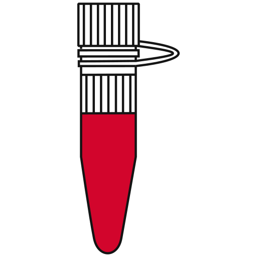 9/10  red filled eppendorf tube with conical bottom and snap cap open - Flat Icon PNG