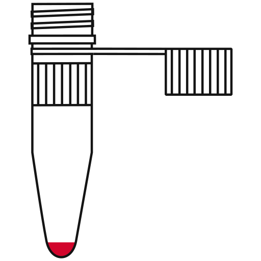 1/10  red filled eppendorf tube with conical bottom and snap cap open -Flat Icon PNG