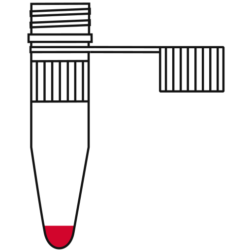 2/10  red filled eppendorf tube with conical bottom and snap cap open -Flat Icon PNG