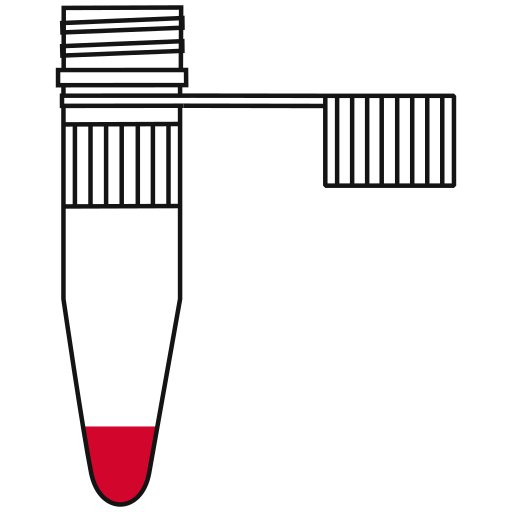 3/10  red filled eppendorf tube with conical bottom and snap cap open -Flat Icon PNG