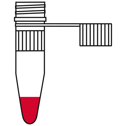4/10 red filled eppendorf tube with conical bottom and snap cap open -Flat Icon PNG