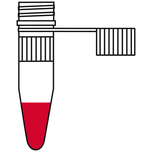 5/10  red filled eppendorf tube with conical bottom and snap cap open -Flat Icon PNG