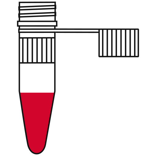 6/10  red filled eppendorf tube with conical bottom and snap cap open -Flat Icon PNG