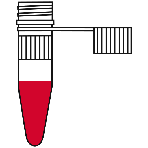 7/10  red filled eppendorf tube with conical bottom and snap cap open -Flat Icon PNG