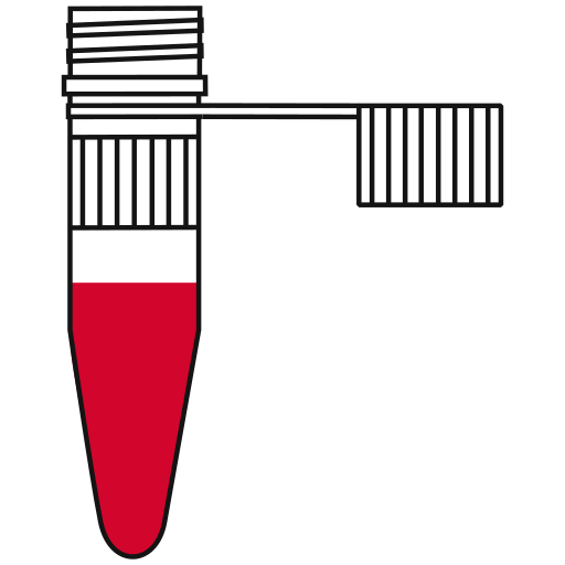 8/10  red filled eppendorf tube with conical bottom and snap cap open -Flat Icon PNG