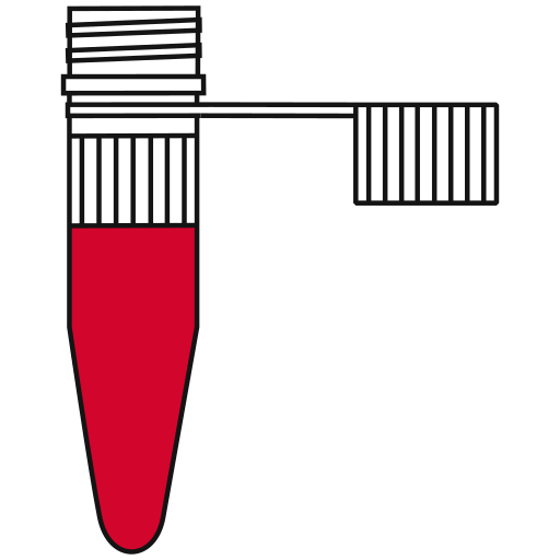 9/10  red filled eppendorf tube with conical bottom and snap cap open -Flat Icon PNG