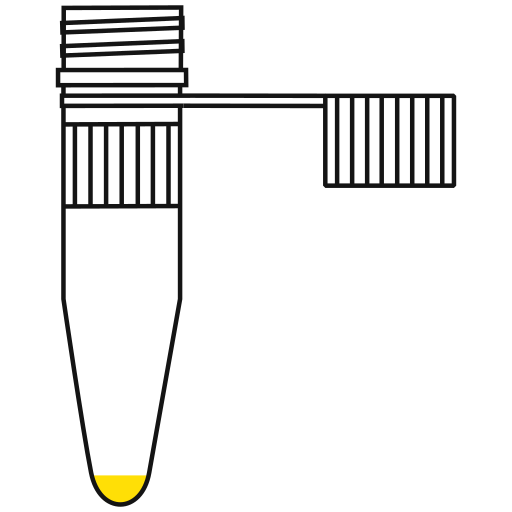 1/10  yellow filled eppendorf tube with conical bottom and snap cap open -Flat Icon PNG
