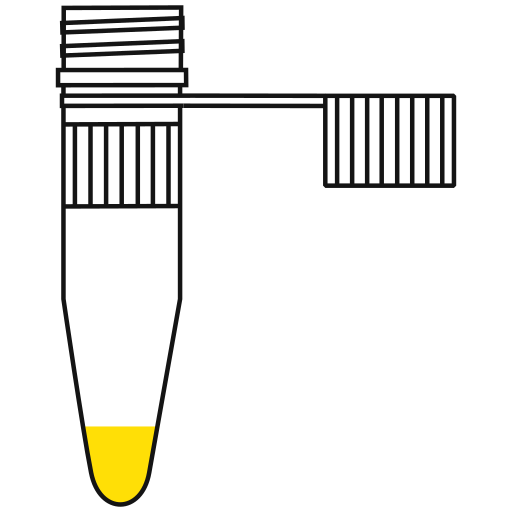 3/10  yellow filled eppendorf tube with conical bottom and snap cap open -Flat Icon PNG