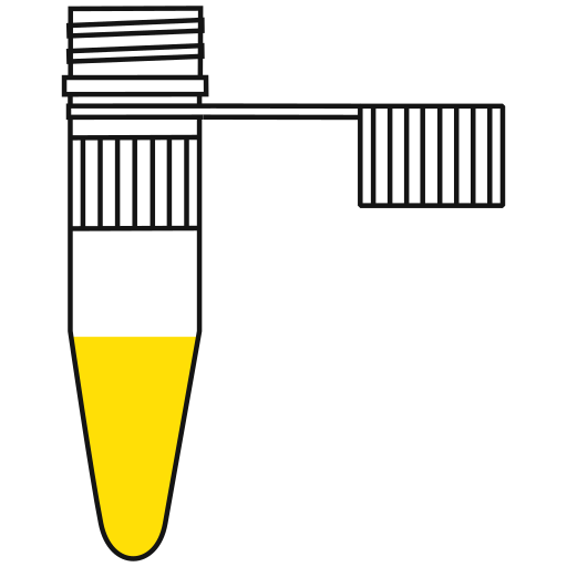 6/10  yellow filled eppendorf tube with conical bottom and snap cap open -Flat Icon PNG