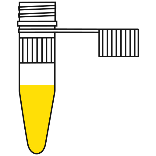 7/10  yellow filled eppendorf tube with conical bottom and snap cap open -Flat Icon PNG