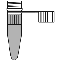 Filled conical bottom eppendorf tube with screw cap open - Flat Line Art