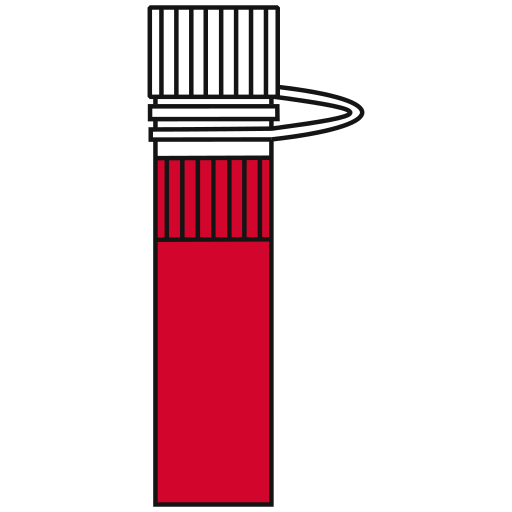   Red filled eppendorf tube with conical bottom and snap cap open - Flat Icon PNG-